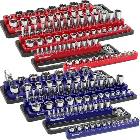 Sedy 87042 Magnetic Socket Organizer Set 1/2 3/8 1/4 Drive Sockets Storage Tray Holder