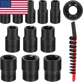 Sedy 96025 11-piece E-torx Socket Set E4 E5 E6 E7 E8 E10 E12 E14 E16 E18 E20 Black