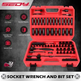 Sedy Ref84096 105pc 1/4 Inch Impact Socket Set With Ratchet Wrench Adapters Bits Extension Bar