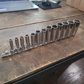 Snap-on 213sfs Snap-on Usa 13 Pc Sae 3/8 Inch Drive Chrome Deep Socket Set 1/4 To 1 6 Point Sfs