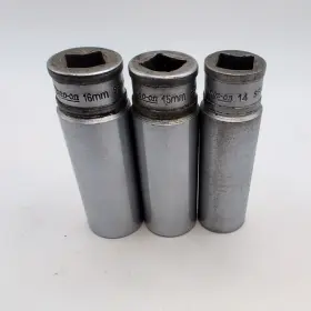 Snap-on Sfm14 Sfm15 Sfm16 Metric 3/8 Inch Drive Deep Well Socket Lot - 14 15 16mm