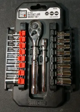 98340 SURE BUILT Hyper Drive Ratchet Socket Set Standard