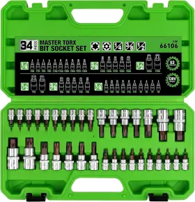 Swanlake Garden Tools Sw-66106 34pcs Master Torx Bit Socket Set Premium S2 Alloy Steel One Size