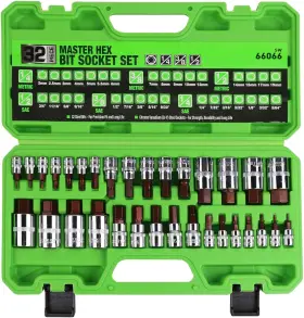 Swanlake Ref66066 32pc Hex Bit Allen Socket Set Sae And Metric 1/4ftft 3/8ft 1/2ftft Drive S2