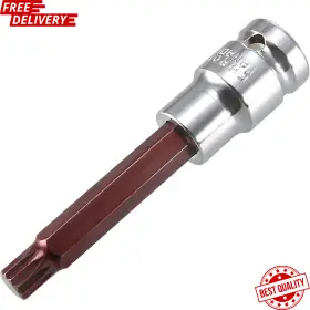 Top-vigor W10591b-fbapzus-1-t6 1/2 Drive 10mm Triple Square Spline Bit Extra Long Socket S2 Steel