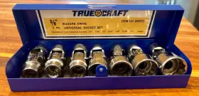 Truecraft G607c 3/8 Vintage 3/8 Inch Drive 7 Pc Universal Swivel Socket Set Japan Comple