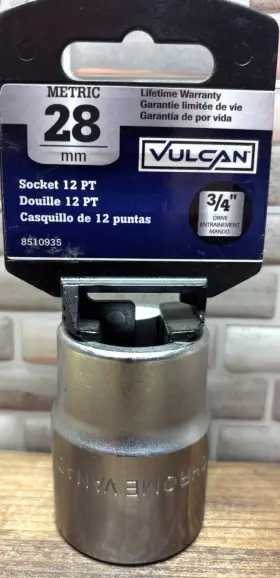 Vulcan 8510935 28mm Socket 3/4 Inch Drive 12 Point Cr-v Chrome Free Us Ship
