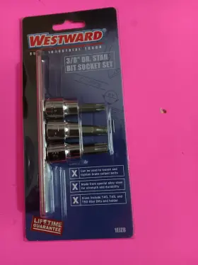 1EJZ8 WESTWARD Torx Bit Socket Set Rail Drive T40 T45 T50
