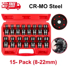 HZ034 WETT Drive Shallow Impact Joint Socket Set Point Steel