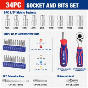 003138 WORKPRO Drive Master Socket Set Dual Head Ratchet Bit #3