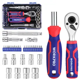 003138 WORKPRO Drive Master Socket Set Dual Head Ratchet Bit