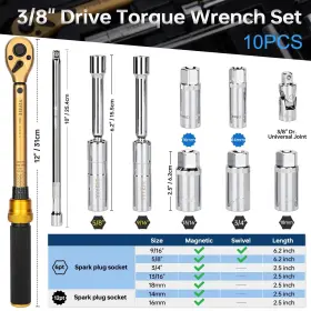 Y0030 YIYEIE Magnetic Spark Plug Socket Set Torque Wrench #3