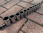 Snap On 11 Piece Shallow- 1/2" Drive 12 Pc Sae Shallow 6pt Socket Set. Fixed Price $95.00.