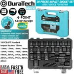 Duratech 20pc 1/2" Drive 6 Point Impact Socket Set Standard Metric Extension Bar. Fixed Price $45.99.