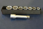 Vtg 7pc Craftsman -v-, -vv- Metric 3/8" Dr Shallow Sockets Lot + 3" Extension. Fixed Price $21.00.