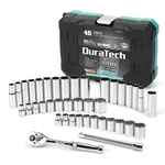 Duratech 3/8" Drive Socket Set, 40 Piece Tool Drive, Sae&metric, Silver. Fixed Price $72.49.