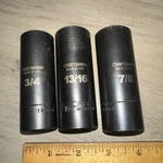 3 Craftsman 1/2" Drive Deep Impact Sockets Gk #16063, 16063 & 16061. 6 Point. Fixed Price $32.50.
