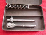 Vintage Snap-on 1/4" Drive M70m Ratchet, Tm-5-e Breaker T- Bar, 7 Sockets & Case. Fixed Price $100.00.