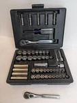 Vtg Craftsman 1/4" & 3/8" Drive 51pc Sae Metric Socket Set + Ratchet Usa. Fixed Price $129.95.