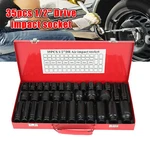 35pcs 1/2" Deep Impact Socket Set Drive 8-32mm Metric Garage Sae With Case. Fixed Price $57.88.