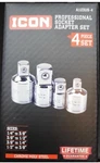 Icon Professional Socket Adapter Set 4 Pc Chrome Moly Steel A123us-4 57324 New. Fixed Price $12.00.