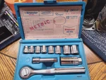 Krauter 12pc. 3/8" Drive Vintage Metric Socket Set -like New. Fixed Price $40.00.