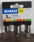 Kobalt 3pc 1/4-in 3/8-in 1/2-in To Standard Socket Adapter. Fixed Price $16.99.