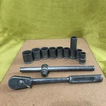 Vintage Mustang 1/2 Drive Ratchet Ms41, T- Breaker Ms70 W/ 9 Sockets (1/2 -1 ). Fixed Price $69.00.