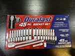 Duralast 45 Pc Mechanics Socket Set 1/4" Drive Sae & Metric Model 70-042 New Nib. Fixed Price $45.00.