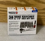 Matco Sbit38a Micro 38 Mini Ratchet Quick Release Extension Bar And Bit Set. Fixed Price $62.99.