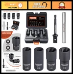 6 Pcs Lug Nut Removal Tool Set - 1/2" Drive Impact Twist Sockets & Bolt Extracto. Fixed Price $35.99.