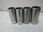 4 Proto 1318-h,20,22,24, Usa Deep Socket 3/8 Drv 9/16,5/8,11/16,3/4" 6pt A307. Fixed Price $8.25.