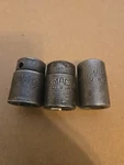 Mac Tools 1/2" Drive 5/8",11/16",3/4" 6pt Sae Shallow Impact Sockets Well Used. Fixed Price $28.00.