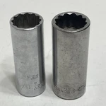 Lot Of 2 Bonney Deep Socket 3/8 Drive 11/16 & 3/4 Tl22 Tl24 Vtg Chrome Usa. Fixed Price $14.99.