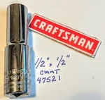 Craftsman 1/2" X Dr Deep Socket Cmmt 47521 - 12 Point Free Usa Shipping. Fixed Price $9.96.