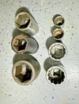 Lot Of 7 Sockets Metric Sae - 1-13/16", 1-1/2 , 1-3/8 7/8", 34mm, 33mm, 24mm. Fixed Price $44.99.
