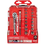 Craftsman 20pc Ratchet Socket Set 72 Tooth Low Profile Kit Sae/metric Tools New. Fixed Price $28.95.