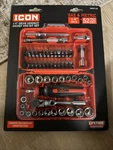 New Icon 1/4 In Drive Compact Socket And Bit Set 52-piece Rsxft-52. Fixed Price $63.99.