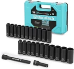 Duratech 24pc 1/2" Dr Impact Socket Set Deep Metric Sae W/case. Fixed Price $62.99.
