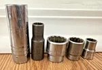 Vtg Lot Of 5 Proto 3/8" Drive 12 + 6 Point Sockets 5012 5212 5218 5224 5320-50. Fixed Price $24.99.
