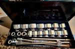 Pittsburgh Jumbo Sockets And Rachet Set 22 Pc In Original Metal Box. Fixed Price $99.00.