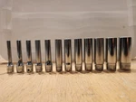 10 Pcs. + 2 Snap On Sockets Stm04-stm18 1/4 Drive 1/8 -9/16 Deep 110stmy Fo. Fixed Price $115.00.