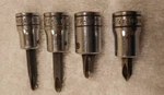 Snap-on Lot Of (4), 3/8" Drive Phillips Socket Drivers (2) Fp32a, Fp41b, Fbs-8. Fixed Price $28.05.