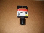 New Crescent 3/8 Inch Drive 17mm Metric 12 Point Regular Socket On Hanger. Fixed Price $5.00.