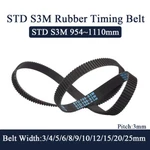 Std S3m Timing Belt Arc Teeth Pitch3mm Width 3 25mm Rubber Drive 954 1110mm. Fixed Price $3.54.