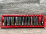 Snap On 13pc 1/2" Deep Socket Set Standard (313tsya) (a1d025484). Fixed Price $499.00.