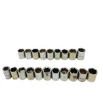 20 Pcs Craftsman, Husky And Assorted G 43607 1/2, 12mm, 1/4 In Drive Socket Set. Fixed Price $29.75.