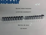 Kobalt 1/2 Drive 12pt Socket Set 18pc Metric 14 22mm Sae 7/16 1in Tool Lot New. Fixed Price $24.80.