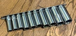 Snap On Tools Deep Sae 3/8 - 7/8" Socket Set Lot 12-pt Drive Rail Rack. Fixed Price $180.00.