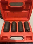 Sunex 2838 1/2" Drive 4pc Metric Deep Spindle Nut Impact Socket Set Great Shape. Fixed Price $52.99.